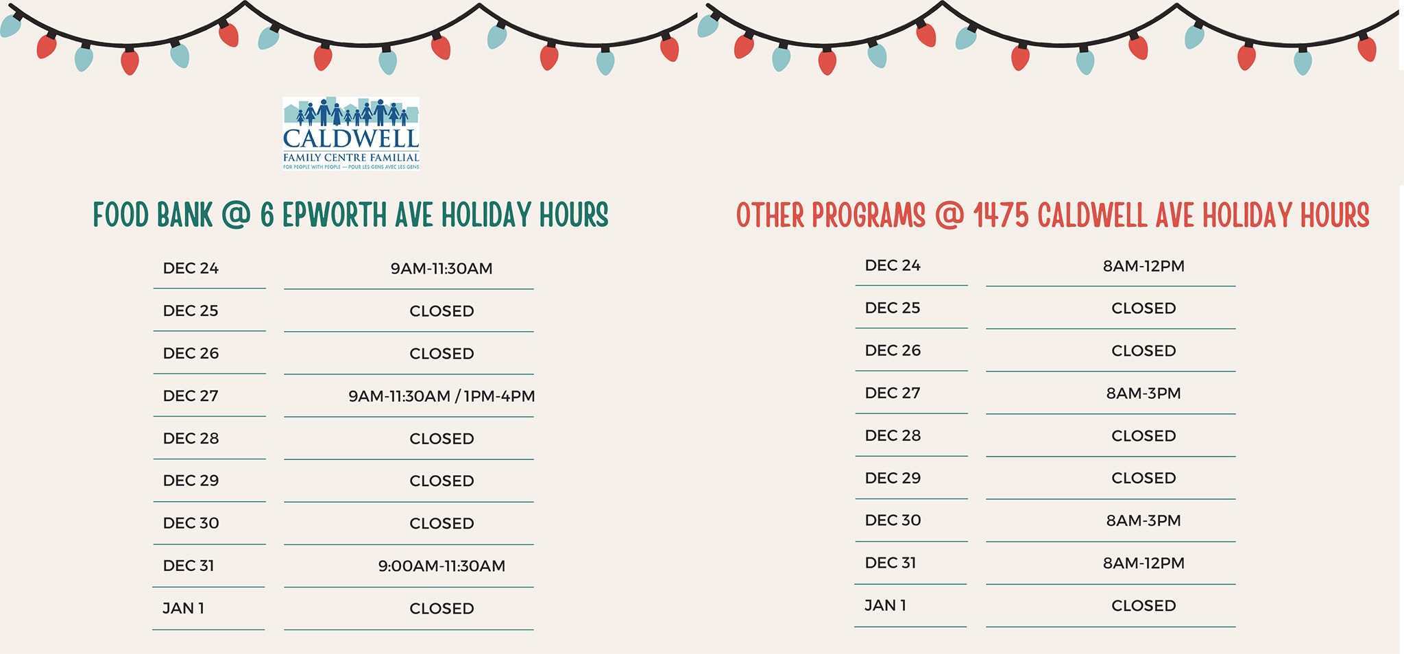 Holiday Hours